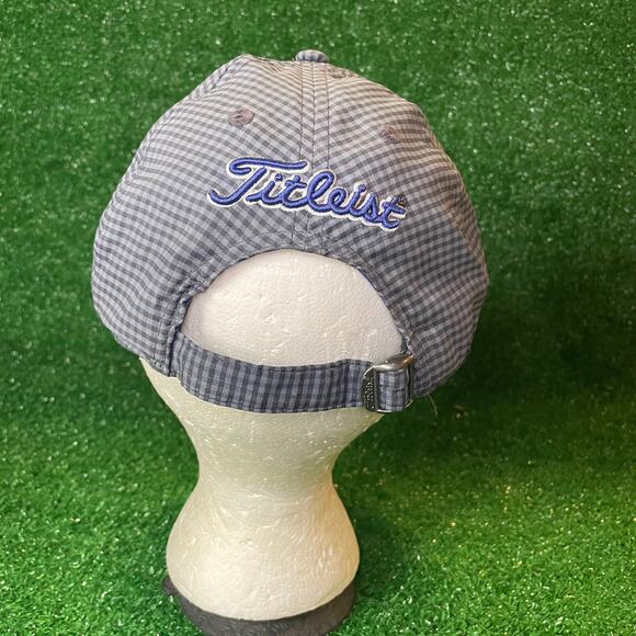 Titleist Brand Baseball Gingham Check Cap Grey Blue OSFM Adjustable - Picture 3 of 8